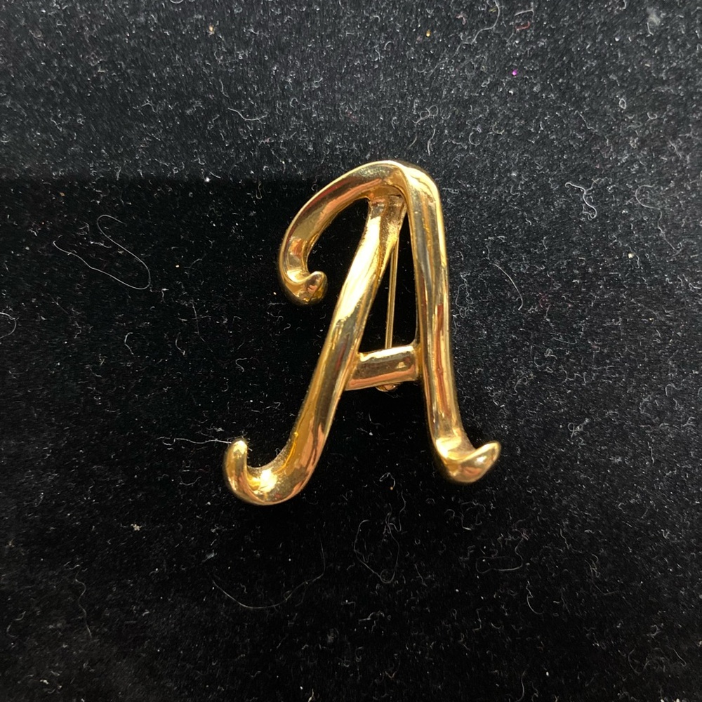 Anne Klein Gold Tone Initial Brooch. “A”